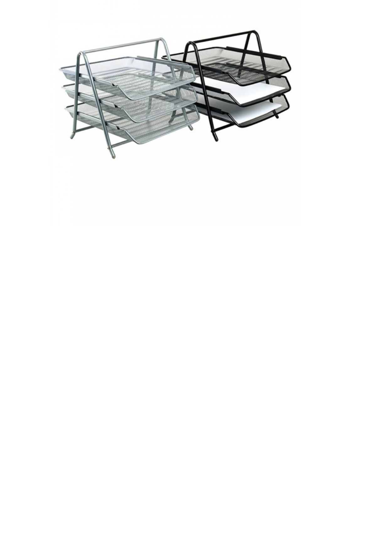 Лоток для паперів BLUERING горизонтальний, металевий, збірний на 3 відділення, чорний